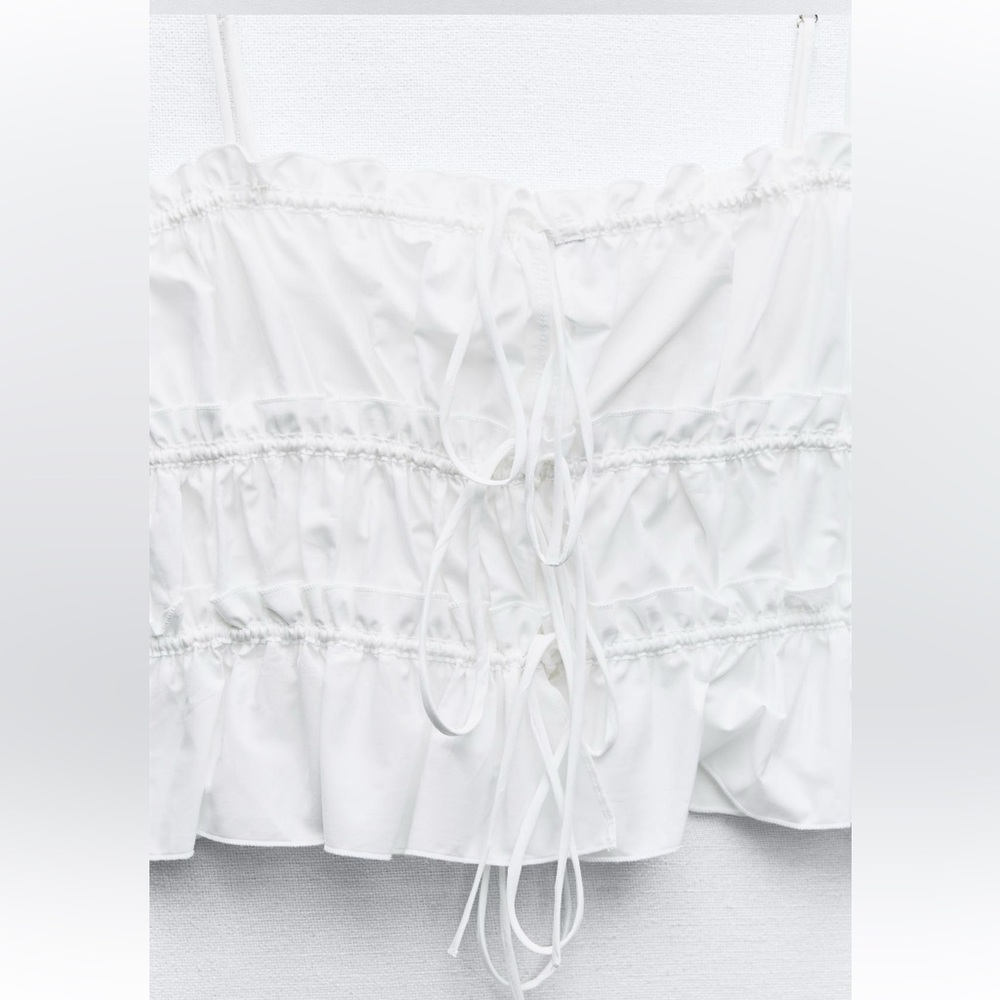 Zara tied poplin top white Medium - Picture 14 of 16